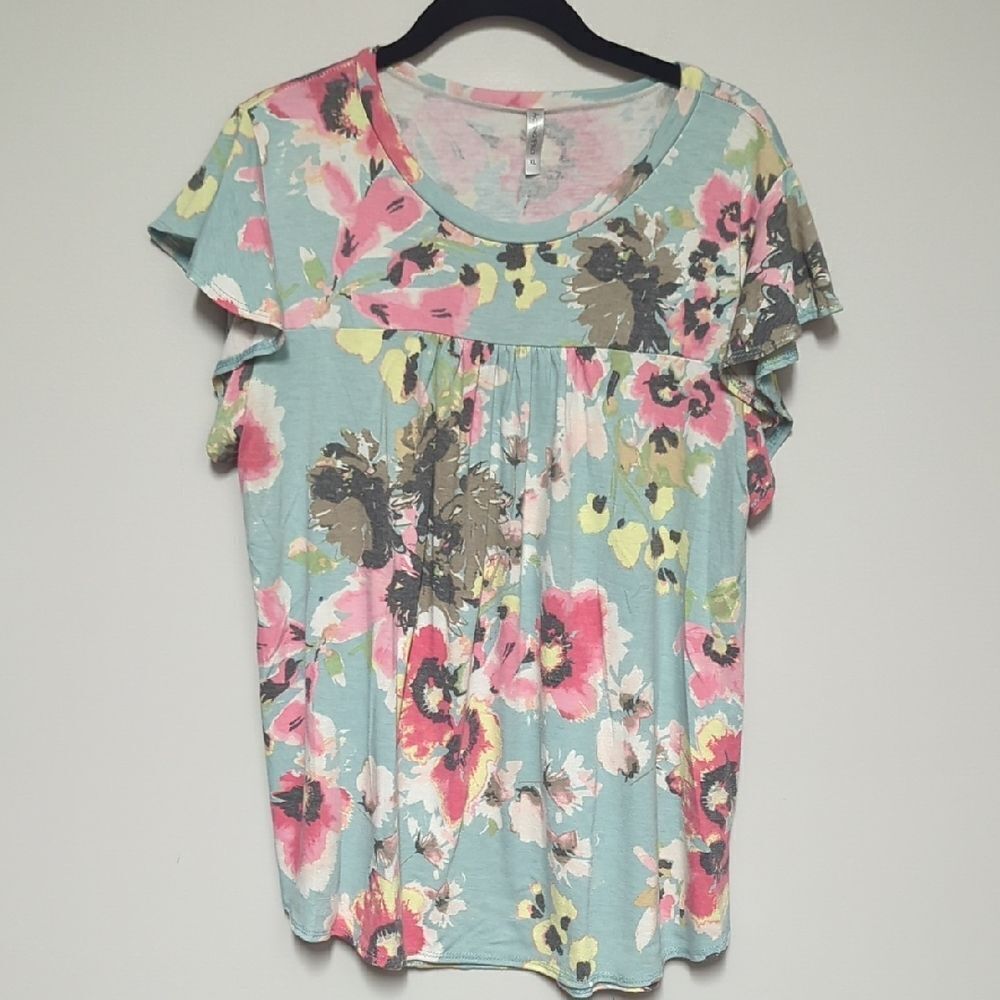 Floral Print Ruffle Sleeve Blouse